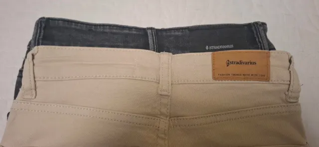 2 Pantalones Stradivarius Talla 32 Beige y Gris