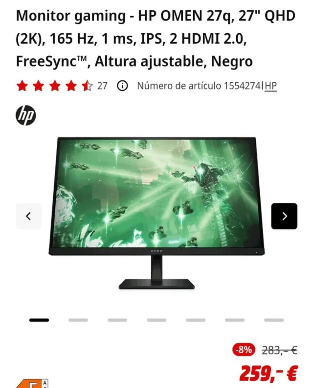 Monitor HP OMEN 27 QHD 165Hz 2K