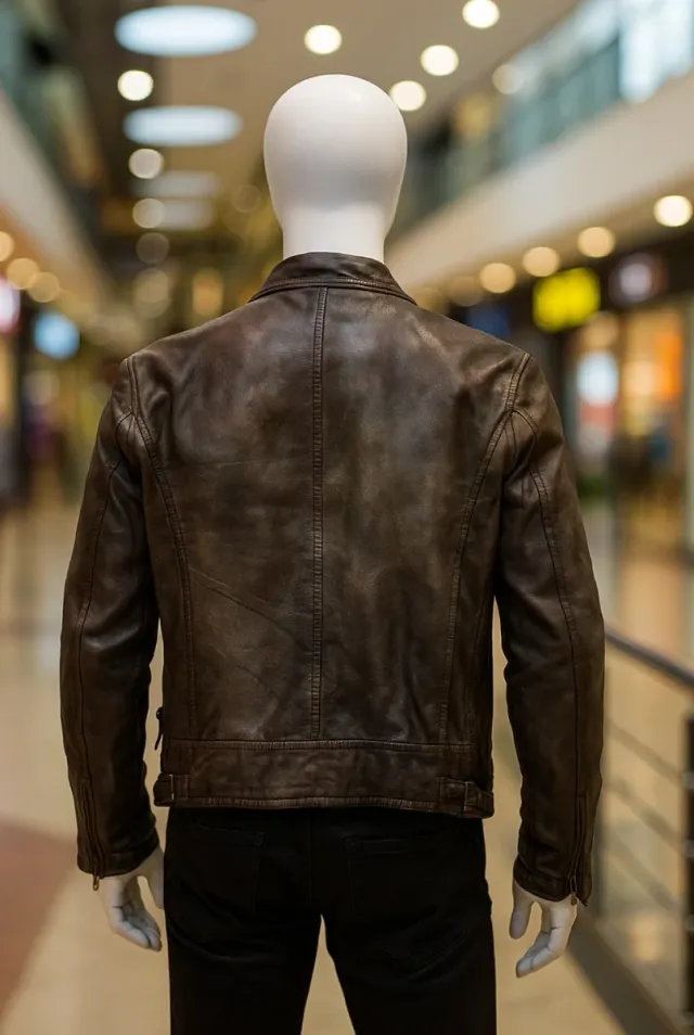 Chaqueta de piel marrón