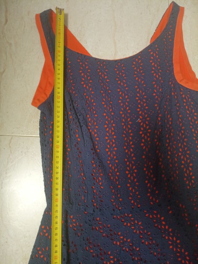 Vestido Morgan azul marino y naranja
