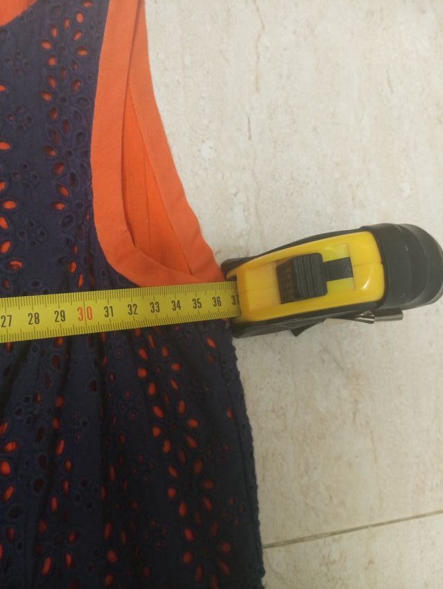 Vestido Morgan azul marino y naranja