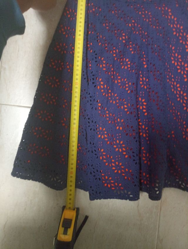 Vestido Morgan azul marino y naranja