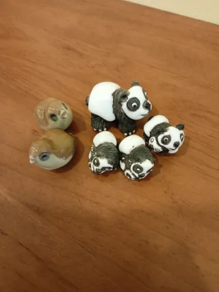 Miniaturas de porcelana: Pandas y pájaros