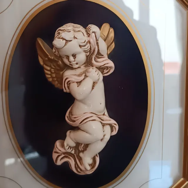 Cuadro Ángel Cerámica y Cristal Dorado