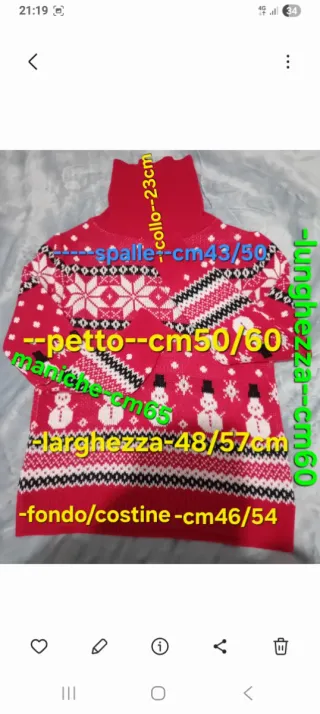 Maglione natalizio Christmas Made in Italy Nuovo