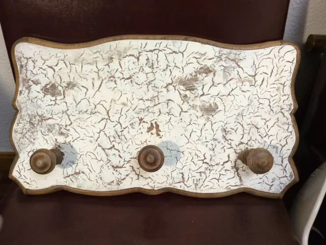 Perchero vintage madera blanco y marrón