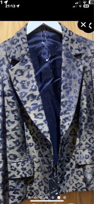 Chaqueta fiesta lujo estampado leopardo T44 Nueva