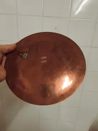 Plato cobre y plata vintage hecho a mano años 50