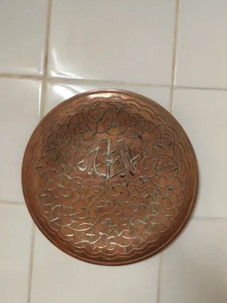 Plato cobre y plata vintage hecho a mano años 50