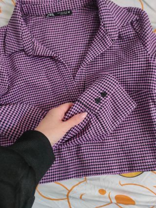 Crop top Zara estampado pata de gallo