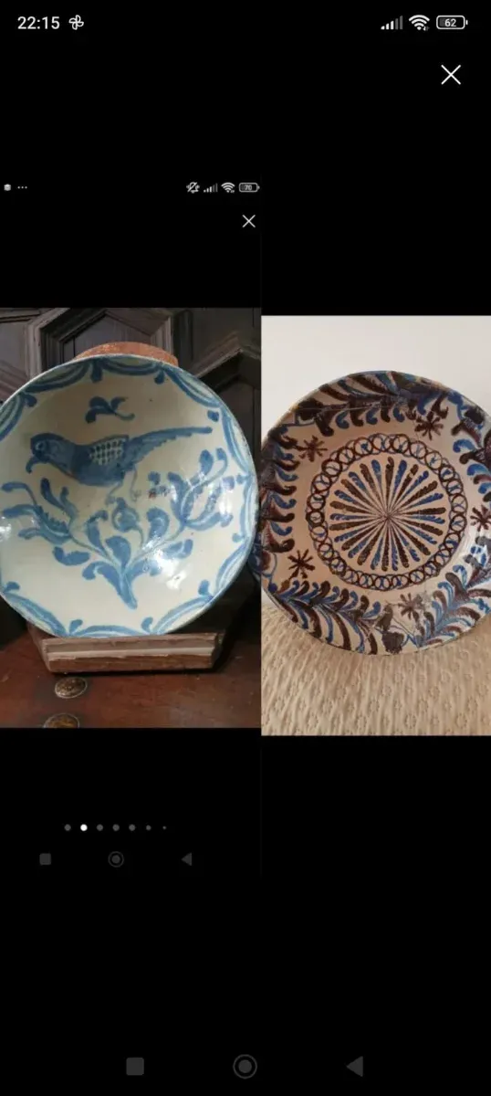 Platos antiguos decorados 36 y 31 cm