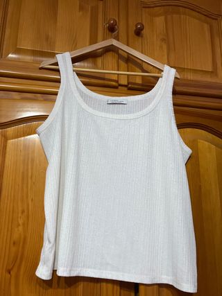 Camiseta Violeta by Mango Talla XXL Blanca