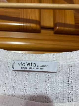 Camiseta Violeta by Mango Talla XXL Blanca