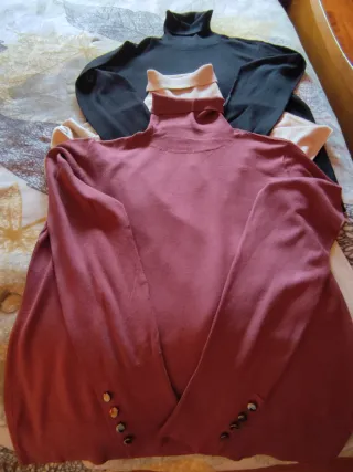 Jersey cuello alto negro mujer