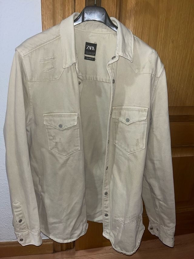 Sobrecamisa Zara Beige Desgastada