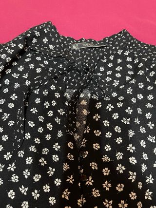 Mono Zara flores negro blanco Talla XS