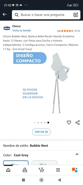 Bañera bebé Chicco azul