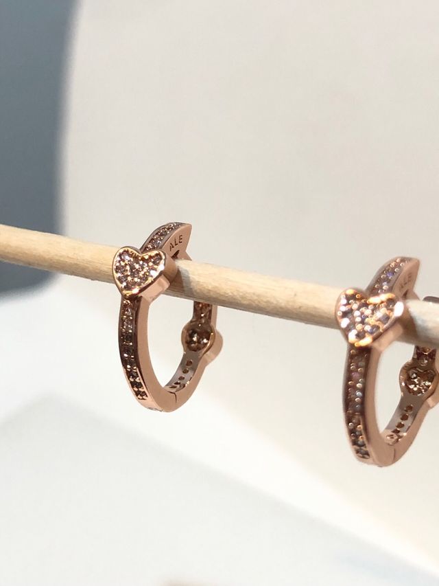 Pendientes Pandora Corazón Oro Rosa