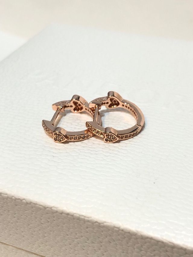 Pendientes Pandora Corazón Oro Rosa