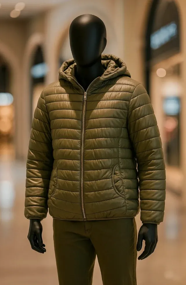 Chaqueta acolchada verde con capucha