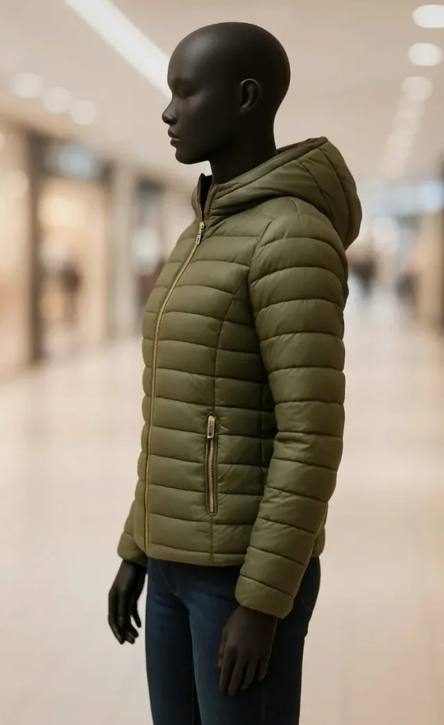 Chaqueta acolchada verde con capucha