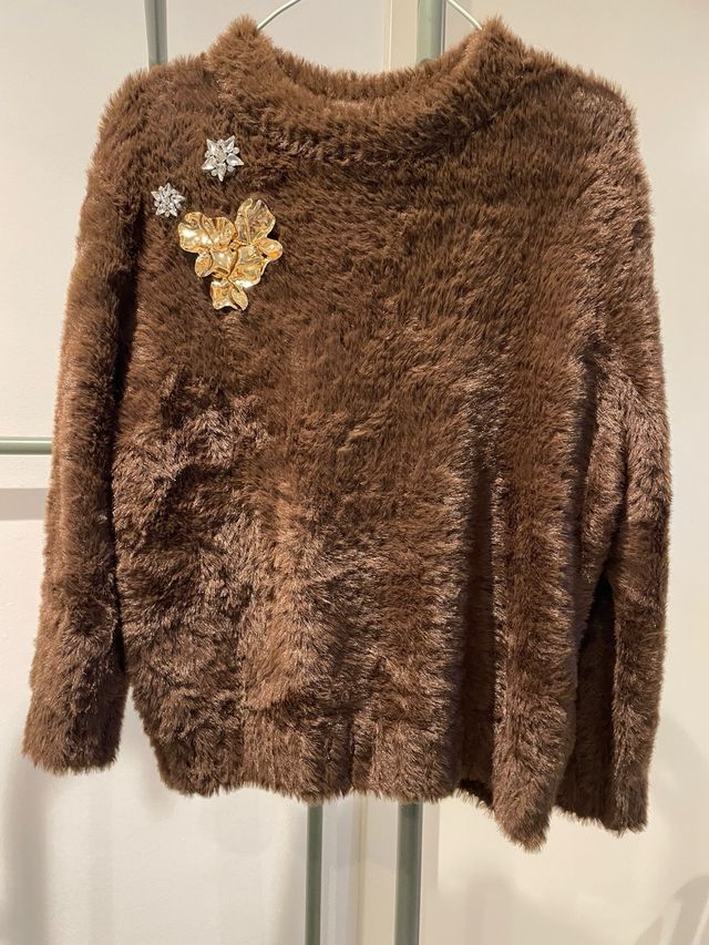 Jersey Zara peluche con apliques dorados