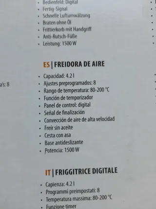 Freidora de aire Tristar 4.2L