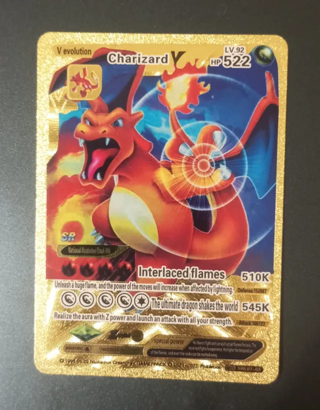 Confezione 3 Carte Pokémon Charizard V e VMAX Dorata SR