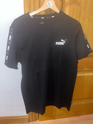Camiseta Puma Negra Logo Banda Lateral