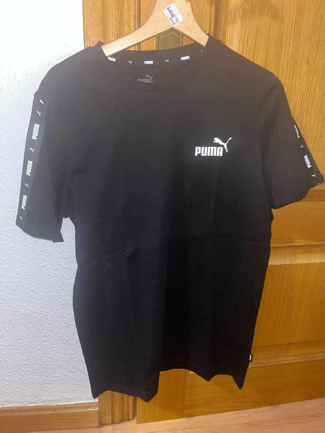Camiseta Puma Negra Logo Banda Lateral