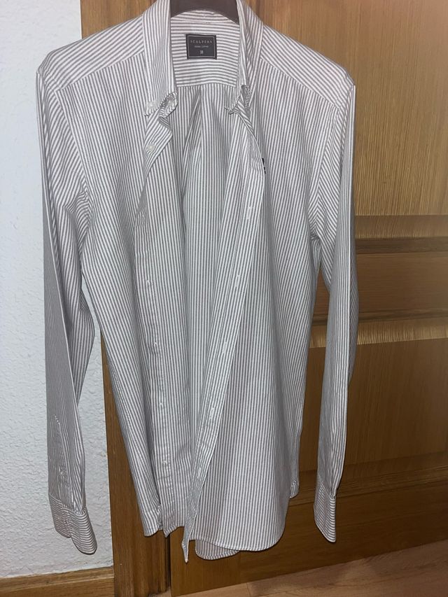 Camisa Scalpers rayas gris y blanco Talla M