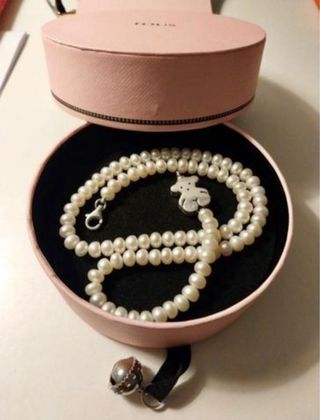 Collar perlas Tous oso plata
