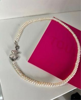 Collar perlas Tous oso plata