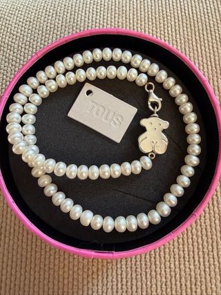 Collar perlas Tous oso plata