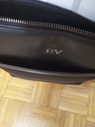 Bolso bandolera piel y neopreno negro