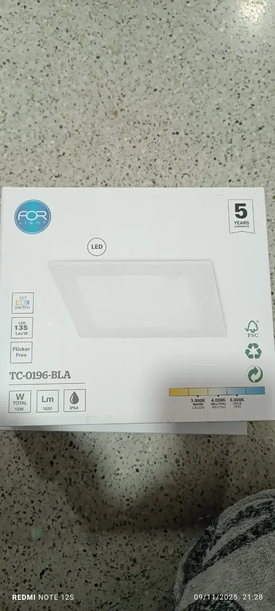 Luz LED Cuadrada Blanca FOR LIGHT Tengo2. 5€ unida