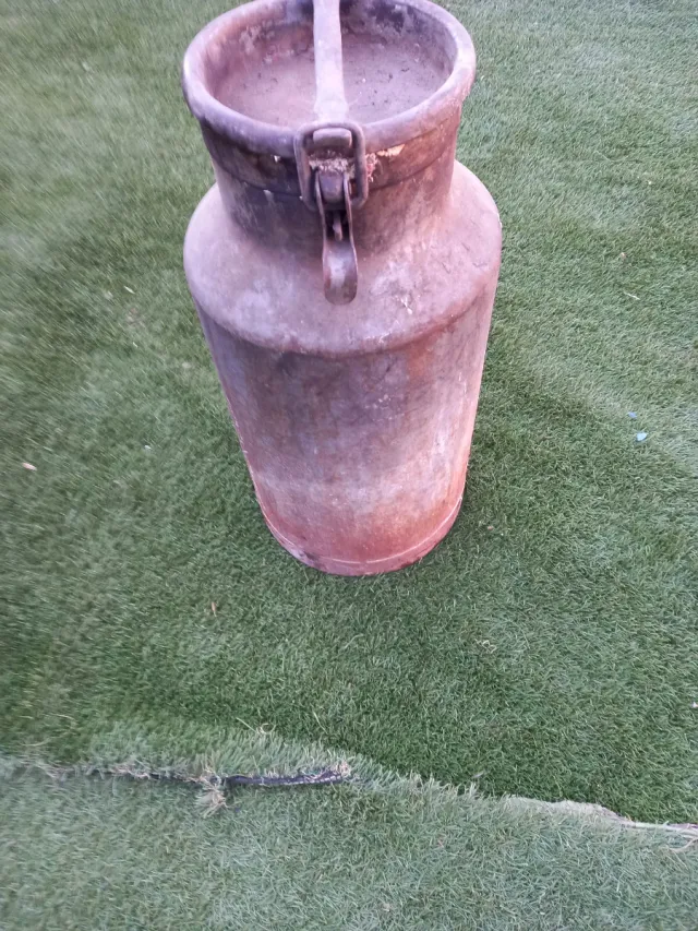 Lechera antigua de metal