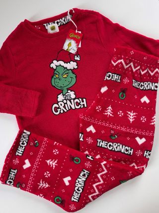 Pigiama grinch pile fleece rossa nuova primark M