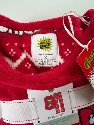 Pigiama grinch pile fleece rossa nuova primark M