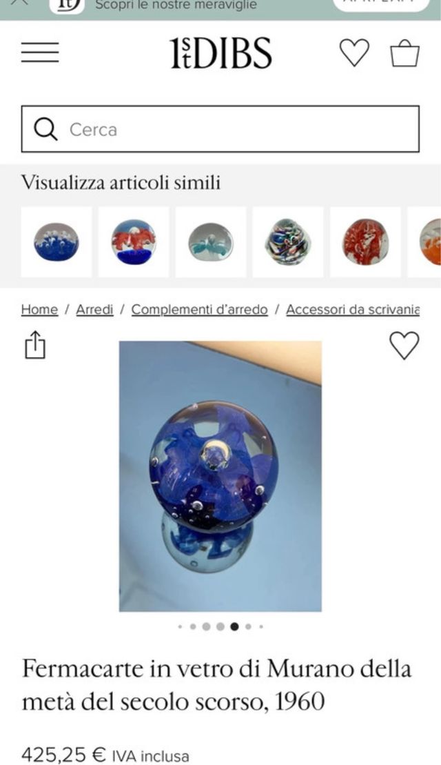 Sfera fermacarte Murano anni '60 originale vintage