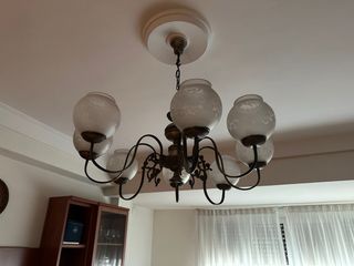 Lámpara de techo araña cristal y metal