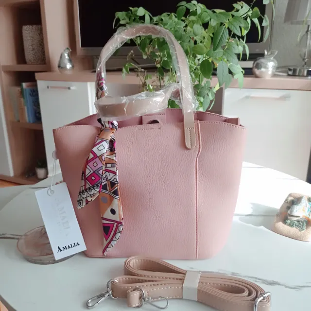 Ocasión! Coqueto bolso rosa y beige a estrenar