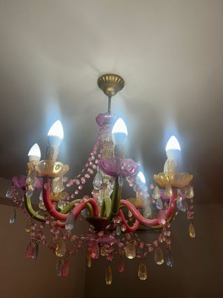 Lámpara de araña cristal y plástico