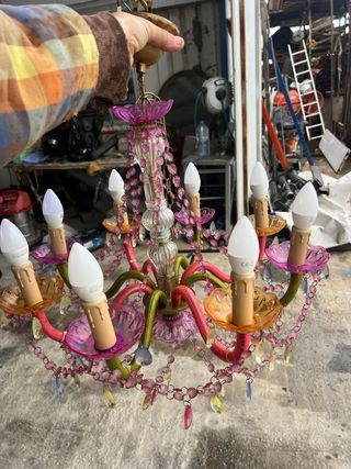 Lámpara de araña cristal y plástico