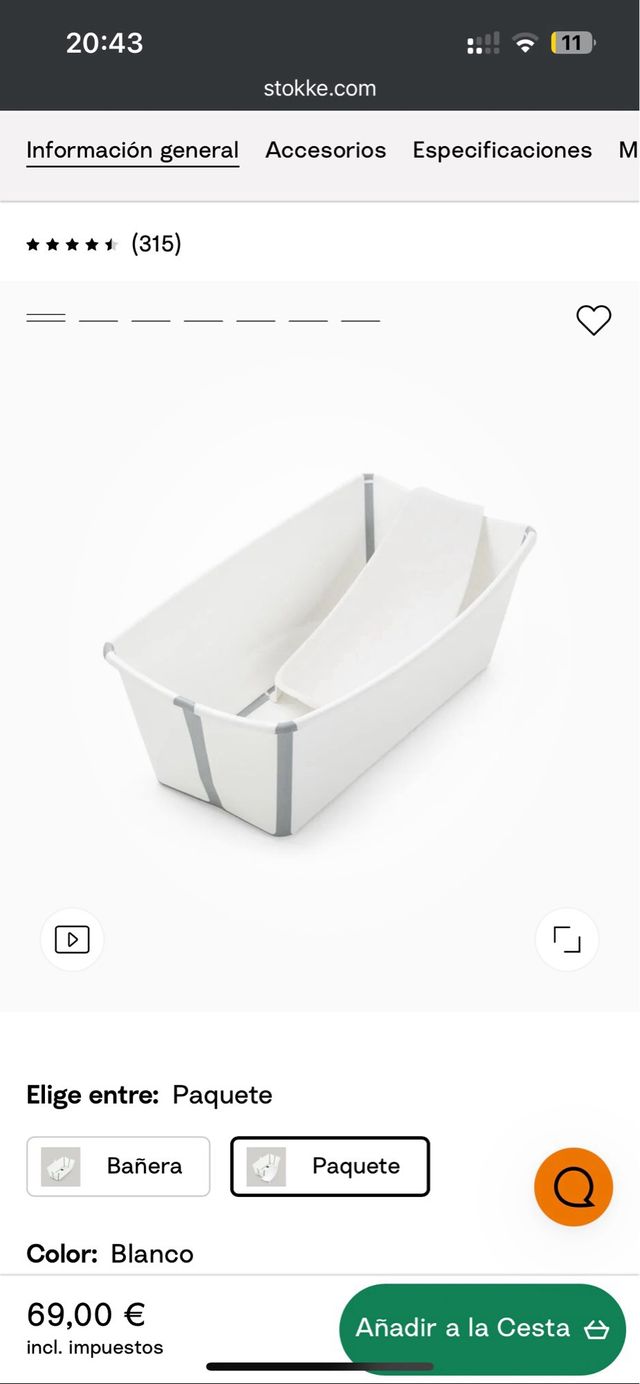 Bañera Stokke con reductor