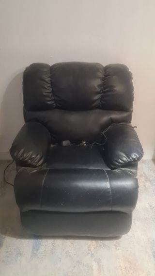 Sillón Masaje Cuero Sintético Negro