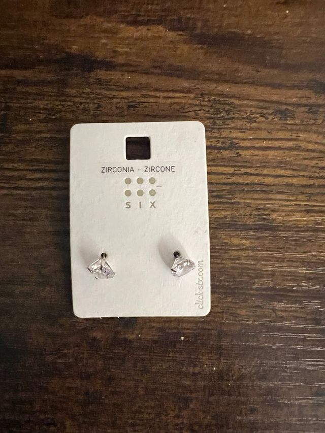 Pendientes SIX Zirconia Plata