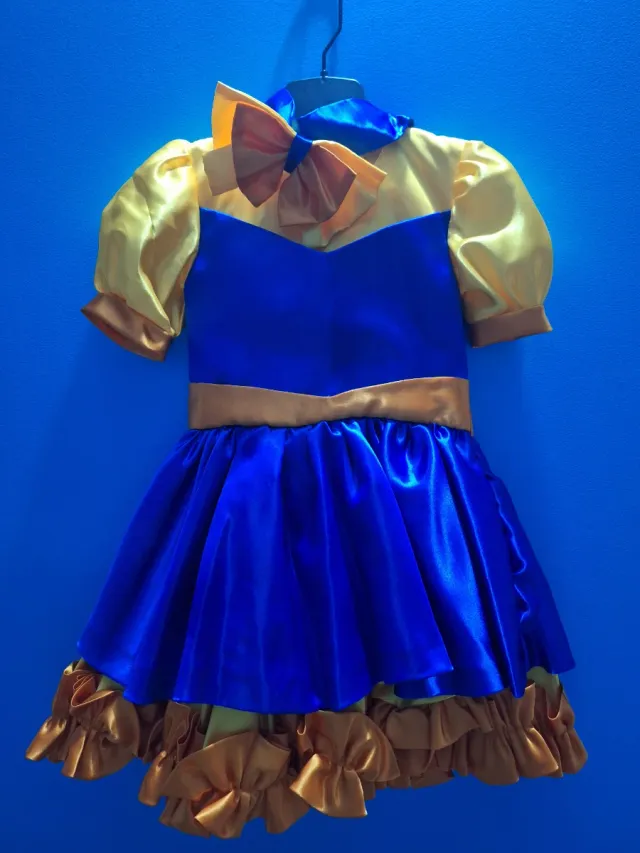 Vestido Bely niña azul y dorado