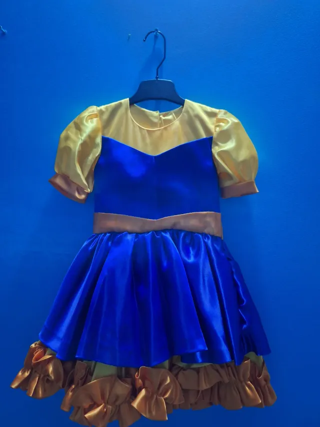 Vestido Bely niña azul y dorado