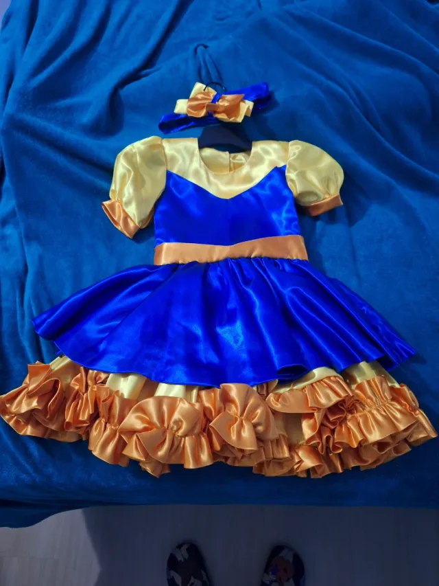 Vestido Bely niña azul y dorado